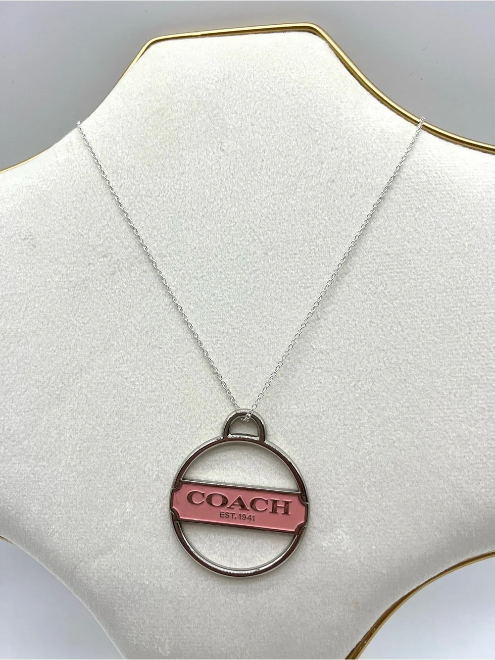Coach Vintage Pink Enamel Round Hang Tag / Bag Charm